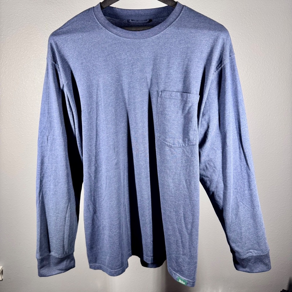 Woolrich Green Label Mens XL Long Sleeve Pocket T-Shirt Blue Heathered 1805125